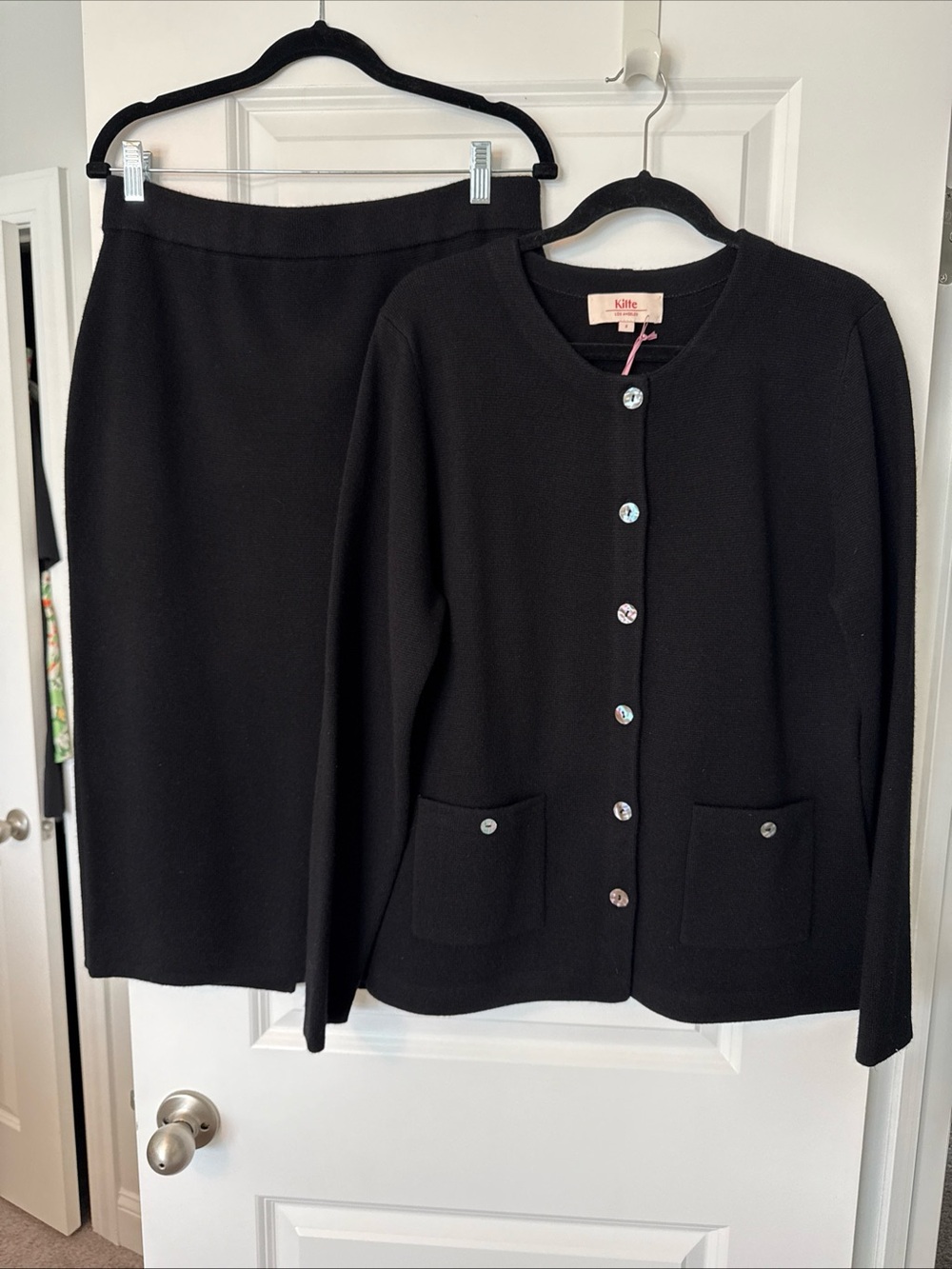NWT Kilte Collection Black Jane Jacket and Ines Skirt 100% Washable Cashmere Set